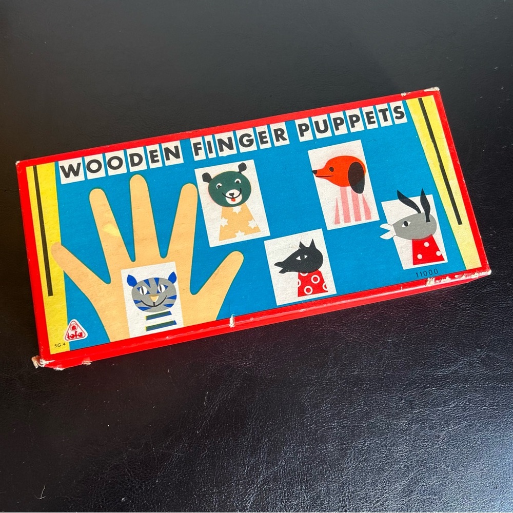 Tofa Vintage Wooden and Cloth 5 Piece Animal Finger Puppets Set
